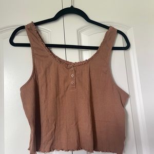 Brown ruffle cropped tank top